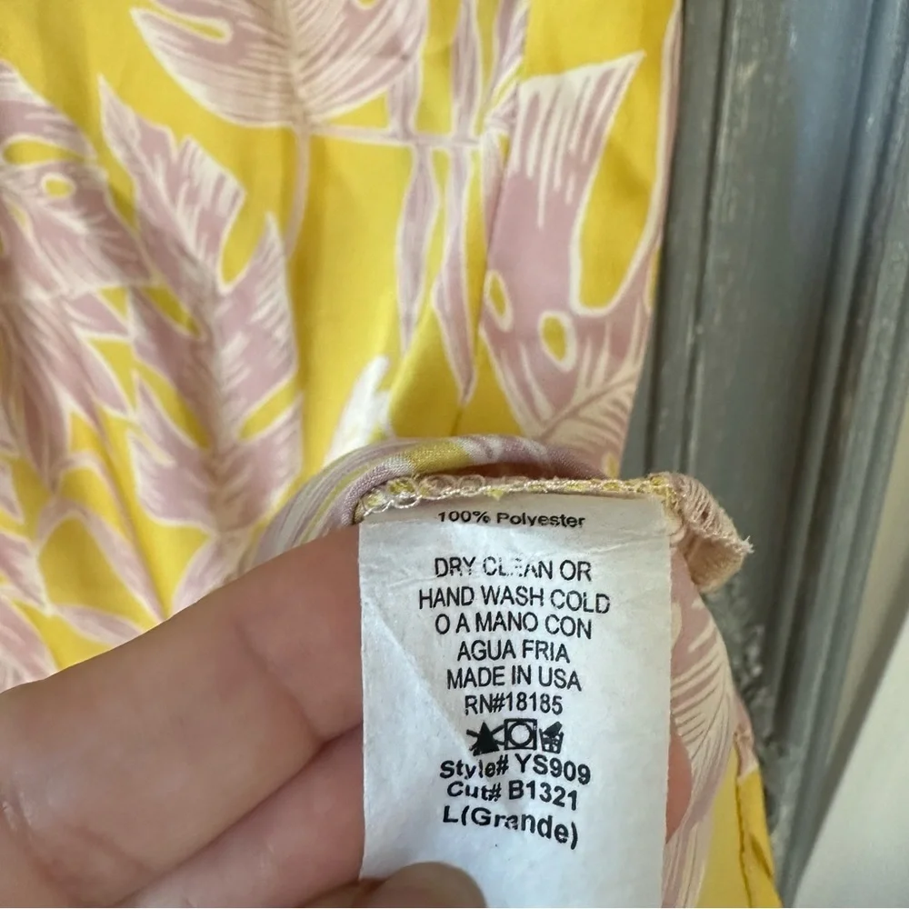 Audrey‎ 3+1 Silky Satin Tropical Yellow Midi skirt Beach Resortwear Bias cut L